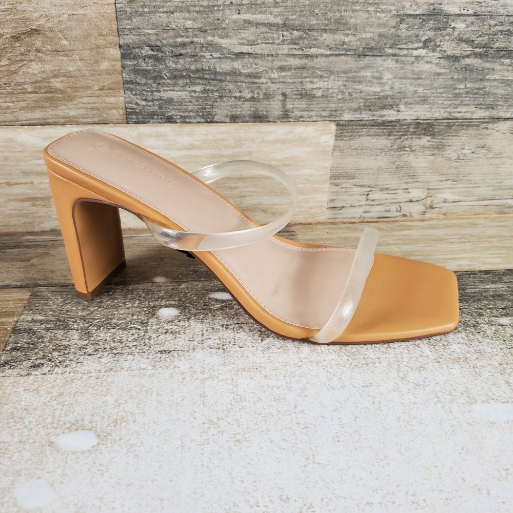 The Drop Avery Womens Sandals Sz 10 Clear Slip On Square Toe Block Heel